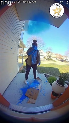 💥🔵 Blue Paint Bomb ERUPTS Instantly — She Froze in Shock 😱 (Ring Camera)