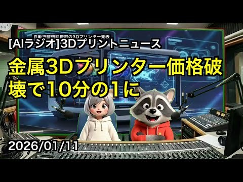 [AIラジオ]3Dプリントニュース 金属3Dプリンター価格破壊で10分の1に 2026/01/11