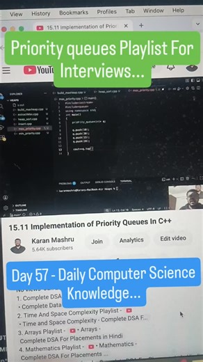 Karan Mashru on Instagram: "Implementation of priority queues in C++ #priorityQueues #queues #cpp #dailycomputerscienceknowledge #karanmashru"