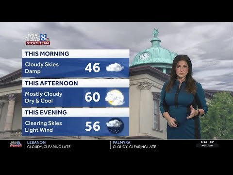 Dry, cool with late day clearing; bright sunshine returns Monday for south-central PA