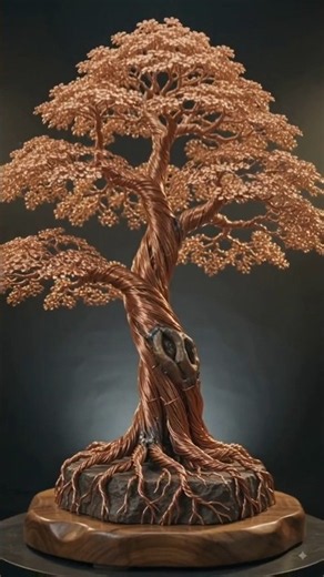 Crafting a Massive Copper Wire Bonsai Tree! 🌳⚙️ | Epic Wire Sculpture #woodcrafts