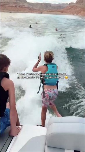 🫧 jumping, one of our favorite things to do behind an inboard wake surfing boat at a low speed!!!