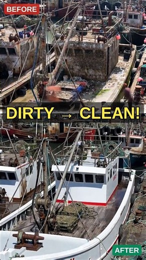 FILTHIEST Fishing Boat Ever! 😱 Grime & Algae to Sparkling Clean | Satisfying Boat Wash ASMR #shorts