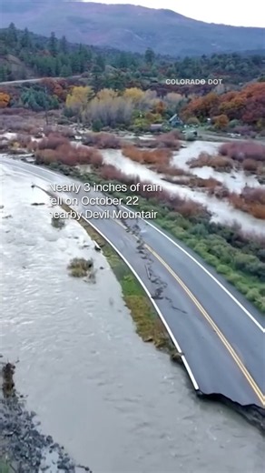 Drone video shows where Colorado highway was washed out by floodwaters