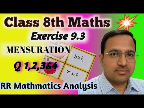 Class 8th maths l Exercise 9.3 l Chapter 9 l Mensuration l Solution l Ncert l Maths l