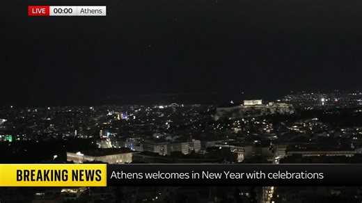 Happy New Year Greece! 🎉 Watch as fireworks fill the sky in Athens to welcome in 2026. Follow our live coverage 🔗 https://trib.al/uWifEC0 📺 Sky 501 and YouTube | Sky News