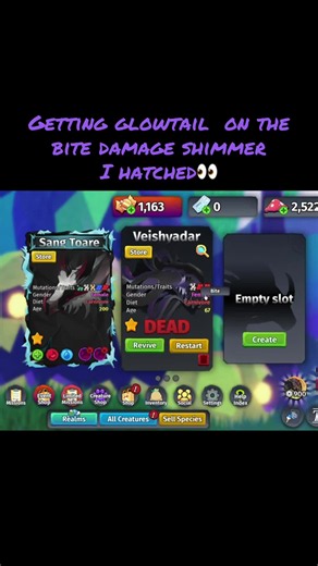 Getting Glowtail on Bite Damage Shimmer I Hatched - Creatures of Sonaria