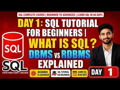 Day 1: SQL Tutorial for Beginners | What is SQL? DBMS vs RDBMS Explained #sql #day1