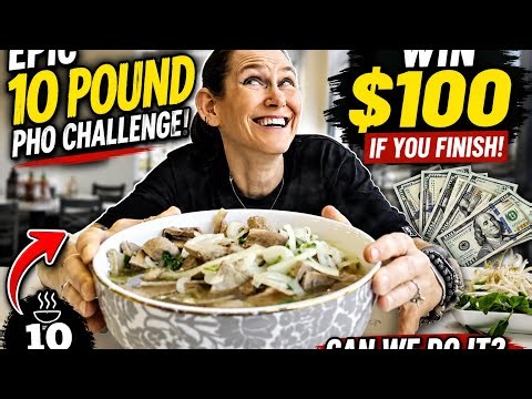 CAN WE WIN $100 WITH THIS MASSIVE 10 POUND PHO CHALLENGE? MOM VS FOOD ~ MOLLY SCHUYLER EATS