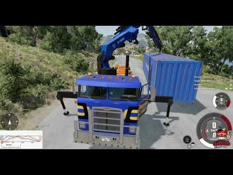 BeamNG series S01E03 - Car transport in container - Unloading the container