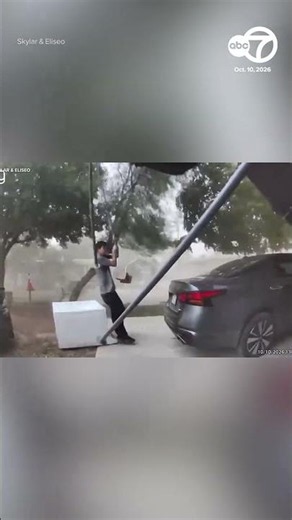 Strong winds knock over carport in Calimesa