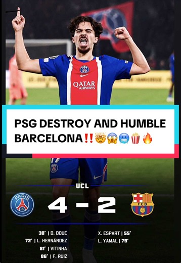 PSG DESTROY AND HUMBLE BARCELONA‼️🤯😱🥶🍿🔥 Lamine Yamal goal today Desiree Doue goal today PSG vs Barcelona match reaction #footballtiktok #fcbarcelona🔵🔴 #psg #yamal #championsleague