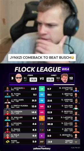 JYNXZI COMEBACK FTW @Jynxzi @The Flock League #jynxzi #flockleague #jynxziclips #fantasyfootball #comeback