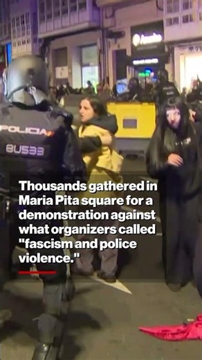 Police Strike Protesters With Batons as Streets Set Ablaze in Spain #shorts