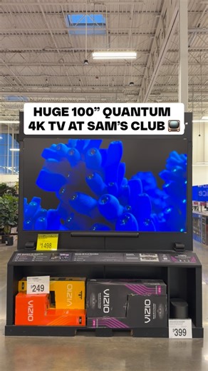📺 The Vizio 100” Quantum 4K QLED Smart TV is an absolute showstopper for home entertainment! This massive screen delivers bold color, sharp detail, and an immersive viewing experience that feels straight out of a theater. With QLED technology, HDR support, and smart features built in, it’s perfect for movie nights, sports, and gaming alike! 🔥 ($1,498) #SamsClub #TechFinds #HomeEntertainment | Sam's Club Favorites