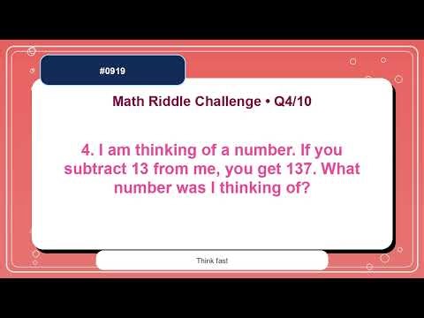 Math Riddle Challenge #0919 | 10 Mental Math Practice Questions