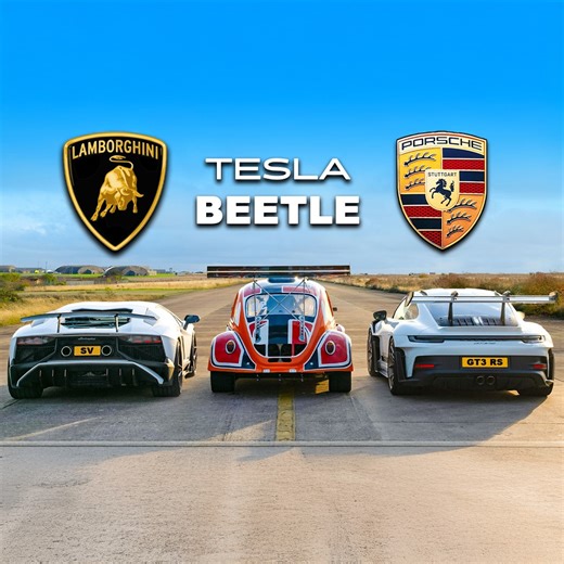 Can a V12 Lambo & 911 GT3 RS beat a Tesla Beetle?! 👀🔥😮 | carwow