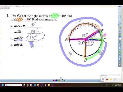 VIDEO 10-2 central angle, arc length, area sector
