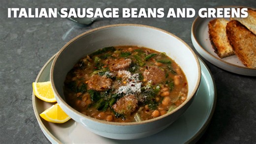 Easy Italian sausage, beans & greens