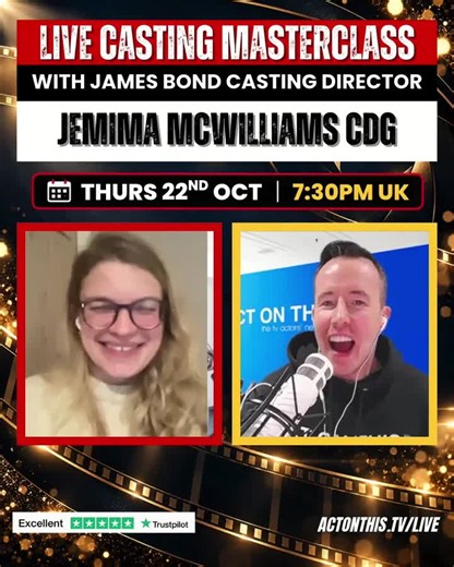 ✅ LIVE Casting Mastermind With James Bond Casting Director Jemima McWilliams - Thurs 22nd Oct @ 7:30PM! Grab your seat: https://lnkd.in/dVTqyMC Fancy getting your acting career shaken up a little?… | Ross Grant