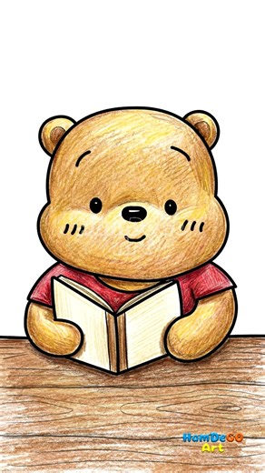 🎨 one stroke at a time: the easy trick to draw a reading bear cub!