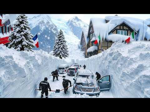 Alps Frozen!❄️ Homes Buried Under Mountains of Snow as a Terrifying Avalanche Strikes Italy & France
