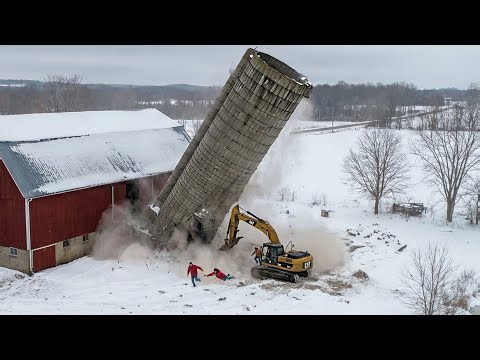 Demolition Idiots: Massive Silo & Water Tower Fall WRONG WAY | Dangerous Building Implosion #1