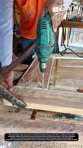 Traditional Woodworking Drill Technique | Precision Wood Assembly by Hand Tools.