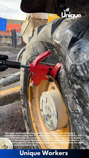 Heavy Machine Tire Repair: Locking Tool Secures Massive Wheel for Maintenance