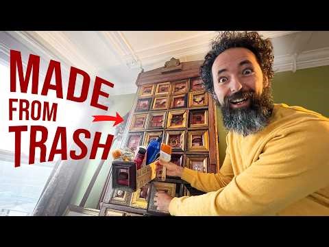 Crazy art supply storage made from trash