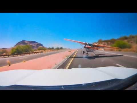 Plane Caught On Camera Nearly Crashing Into Car During Emergency Landing On Highway