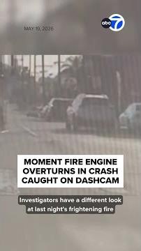New video shows moments before LAFD fire truck crashed, overturned