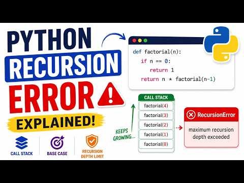 17 Python RecursionError Explained | Maximum Recursion Depth & Call Stack