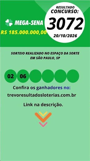 Mega Sena Resultado Concurso 3072 20/10/2026