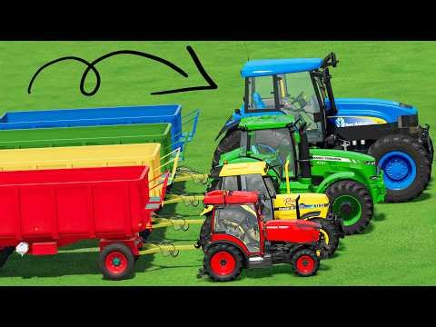 Mini VS Big Tractors! Transport CORN Trailer Challenge w/ Mini to Big Tractors! Farming Simulator 22