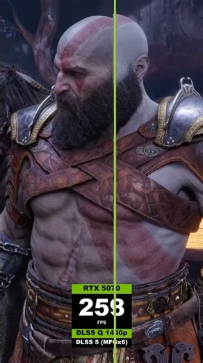 GoW: Ragnarok DLSS4 vs DLSS5 Split Comparison