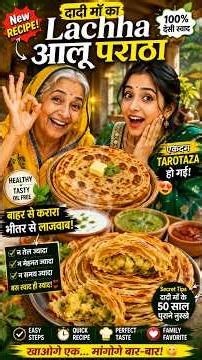 दादी माँ का कच्चे आलू लच्छा पराठा😍 बिना भरे बिना झंझट Crispy Aloo Paratha #desifood #shorts