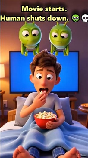 “Earth Experiment #212: Movie Night? No. Nap Ceremony 👽🍿💀” #relatable #funny