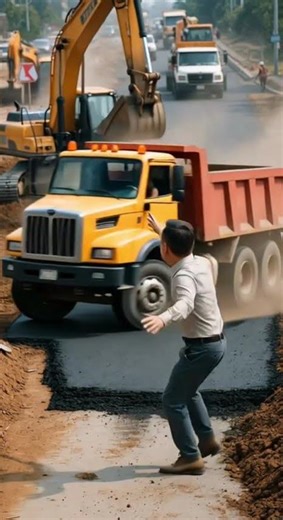 This truck almost hit me 😂 #construction #fails
