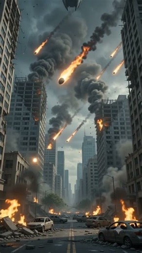 Invasion from the Sky: Meteor Shower & Alien Robot Attack (8K Cinematic)