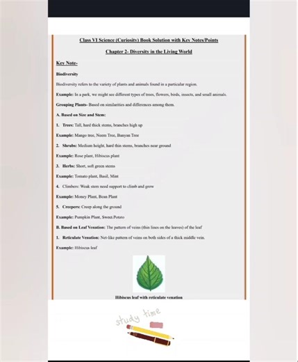 Class 6 Science Notes with Solution✅Chapter 2–Diversity in the Living WorldBest for homework 📖ncert