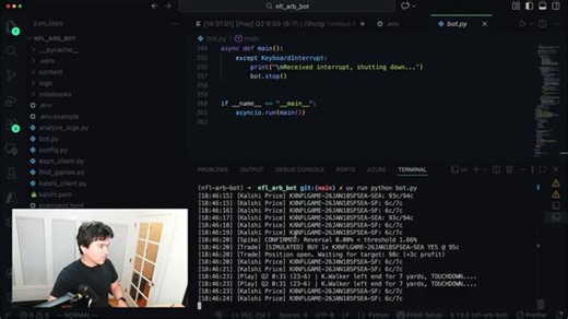 This 20-minute tutorial breaks down how to build a Python trading bot for live NFL playoff markets, ESPN win probability API, real-time Kalshi WebSocket odds, and the honest math on latency, fees and whether the edge is even there.Bookmark it and make sure to watch. It's one of the most productive ways to level up your thinking. Then read the post.