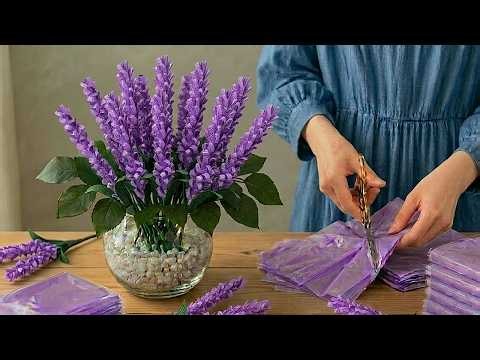 Turn Plastic bags Into Beautiful Lavender Flowers! 🌸Genius DIY Flower Tutorial