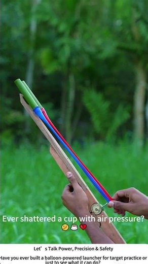 Balloon‑Powered Launcher Shoots Through a Ceramic Cup – DIY Physics Fun
