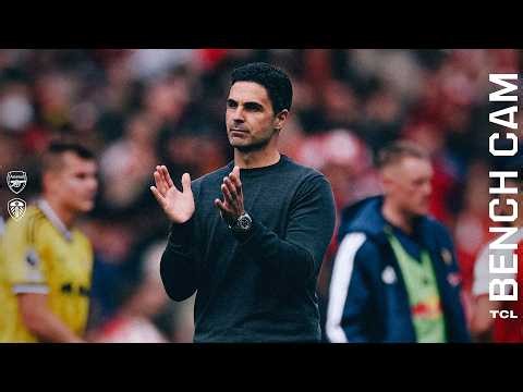 ARTETA REACTS TO CALAFIORI AND BRUNO GOALS 💪 | Bench Cam 🎥 | Arsenal 2-1 Leeds United | EPL