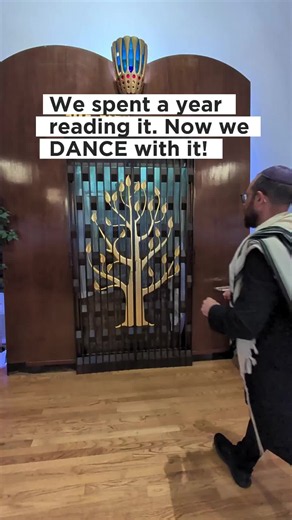 Why do Jews dance with a Torah? 🕺📜 On Simchat Torah, we take every Torah scroll out of the Ark and dance with them in circles called Hakafot. We’re celebrating something deeper than how much Torah we know—we’re celebrating that the Torah belongs to every single Jew. ❤️