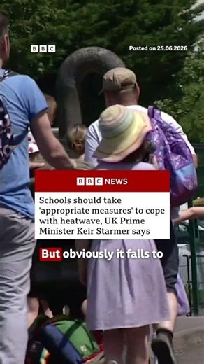 UK schools will have to "gauge local conditions" to manage the heatwave, Keir Starmer said. #BBCNews