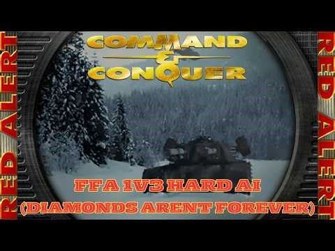 Command And Conquer Red Alert Skirmish FFA 1V3 Hard (Diamonds Arent Forever) RTS Allied Gameplay PC
