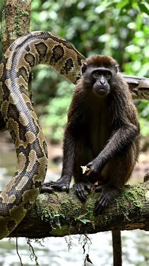 ​😱 Saanp Ne Bandar Ko Jakad Liya! Monkey vs Snake Fight #Shorts