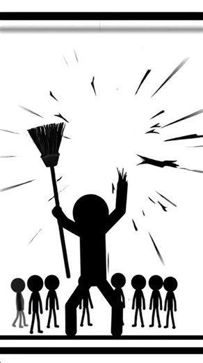 He Shouldn't Have Swept The Tiny Stick Men Inside The Black Square